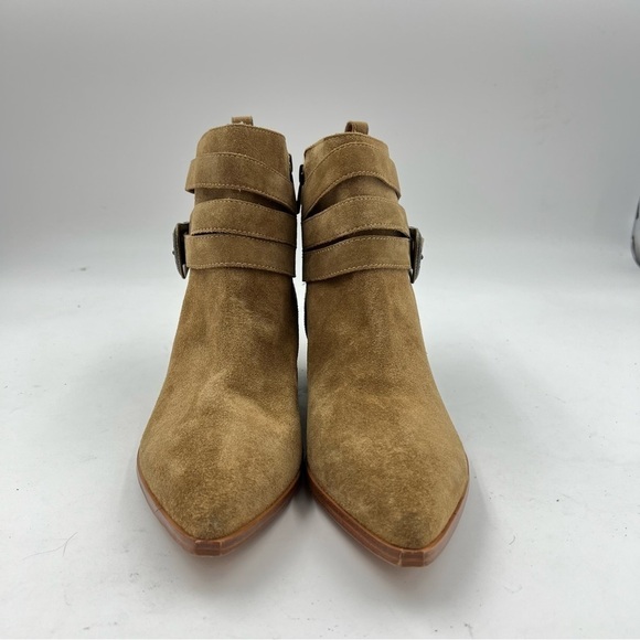 Marc Fisher Medium Brown Suede Yandi Belted Western Booties Size 8.5 - Picture 3 of 9